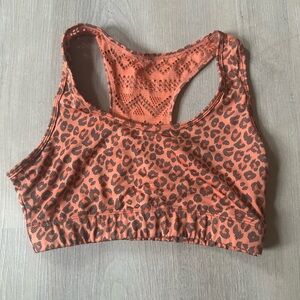 ZYIA Leopard Print Sports Bra - Coral